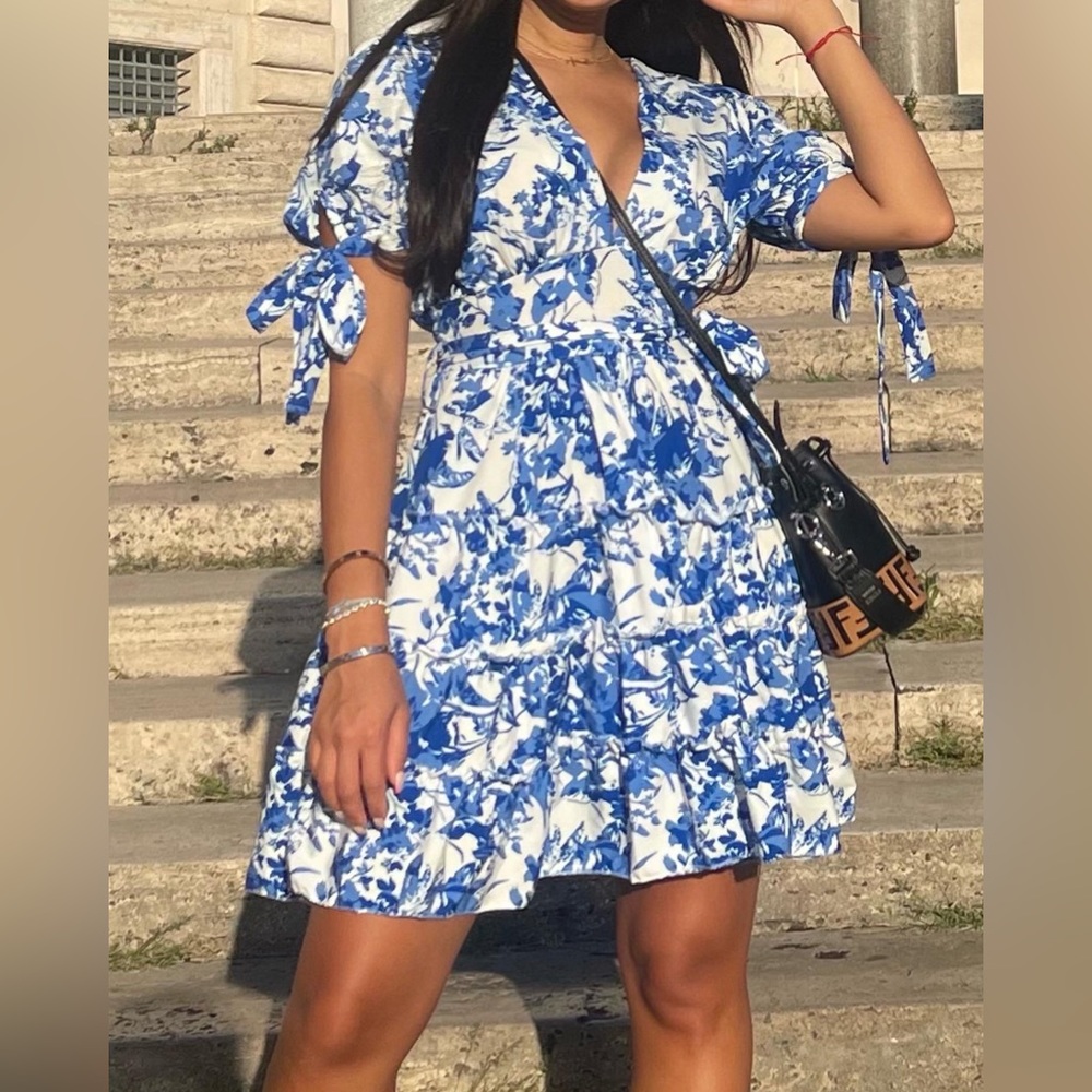 Blue and white summer dress